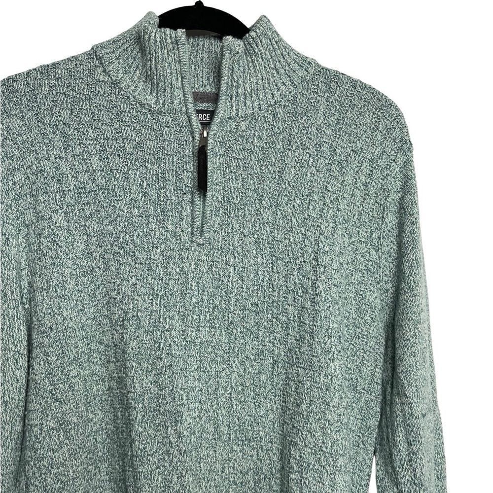 Commerce Knit Mock Neck 3/4 Zip Sweater Green Size Medium